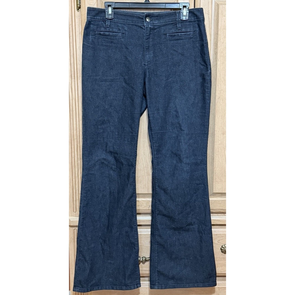 Ann Taylor Curvy Flare Jeans Womens Size 8 Blue Stretch Denim Mid Rise Dark Wash